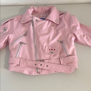 Pink Faux Leather Biker Jacket